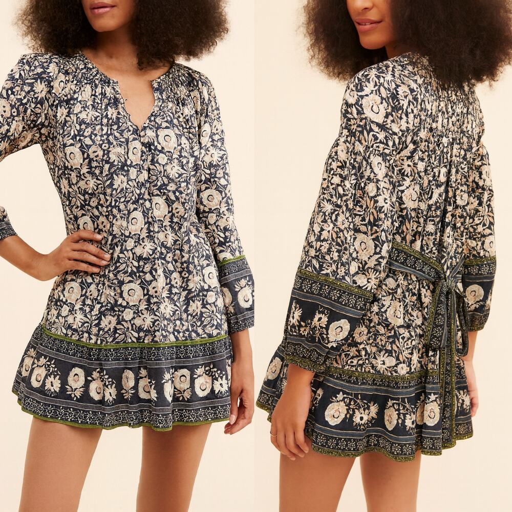 Cleobella Blue and White Floral Mini Dress